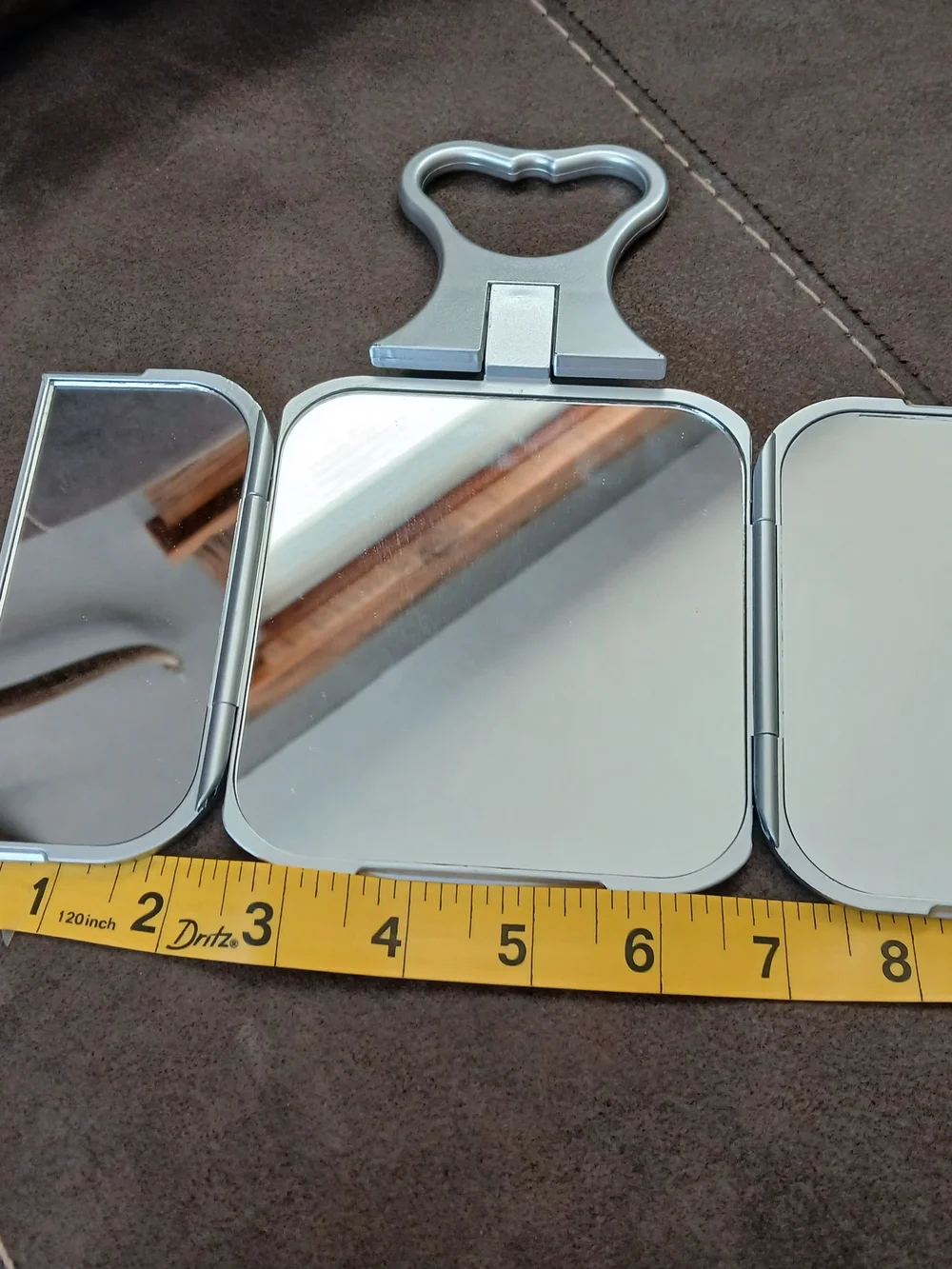 Triple-Panel Heart-Top Wall Mirror in Silver